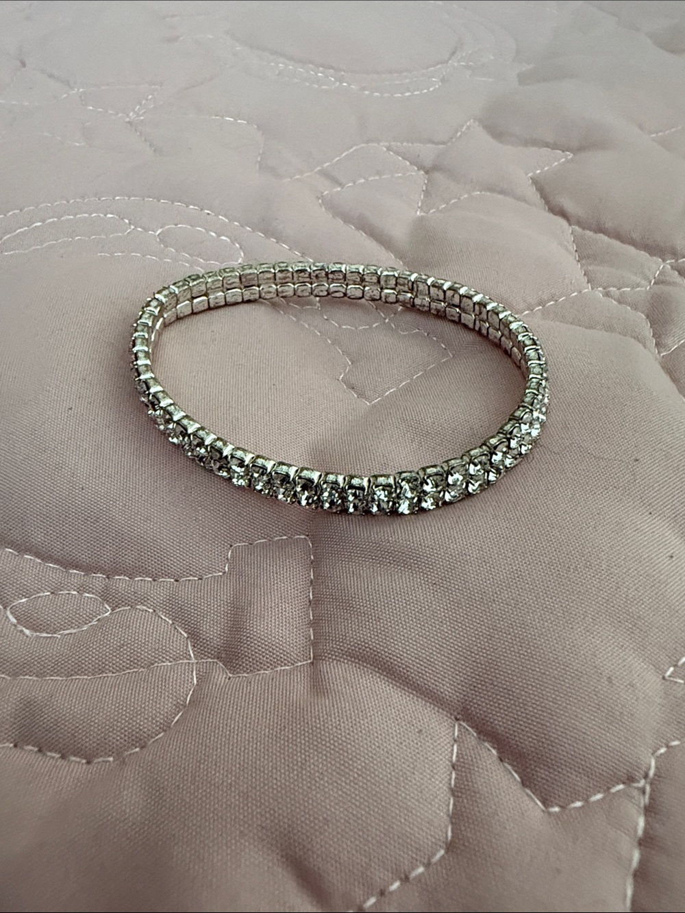 Crystal Stretch Tennis Bracelet - Silver
